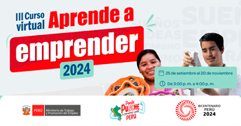  Curso online gratis "Aprende a emprender 2024" del Ministerio de Trabajo (MTPE)