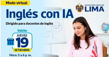 Curso  online gratis  "Inglés con IA para docentes" de la Municipalidad de Lima