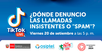 Evento online "¿Dónde denuncio las llamas insistentes o SMPAM?" en OSIPTEL