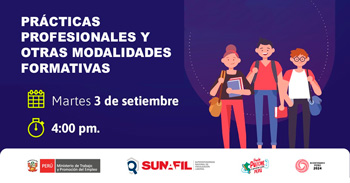 Evento online gratis "Prácticas profesionales y otras modalidades formativas"  de la SUNAFIL