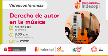 Conferencia online gratis "Derecho de autor en la música" del INDECOPI