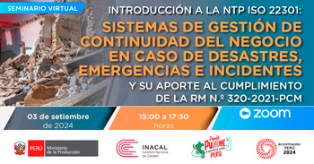 Seminario online "Introducción a la NTP ISO 22301"