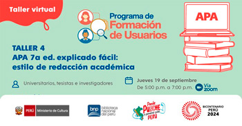  Taller virtual gratis "APA explicado fácil: estilo de redacción académica" de la BNP