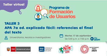 Taller virtual gratis "APA explicado fácil: referencias al final del texto en el estilo APA 7a ed." de la BNP