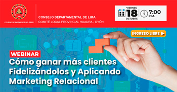  Webinar online "Cómo ganar más clientes fidelizándolos y aplicando marketingl" del CIP