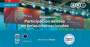  Webinar online gratis "Participación exitosa en ferias internacionales"  de la SNI