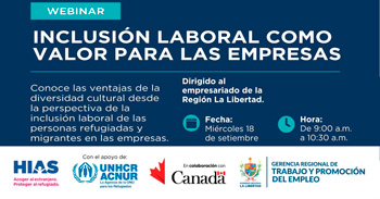  Webinar online "Inclusión laboral como valor para las empresas" de la GRTPE - La Libertad