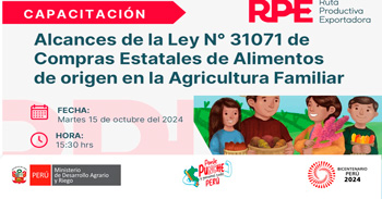 Capacitación online Alcances de la Ley N° 31071 Compras Estatales de alimentos de origen en la Agricultura Familiar