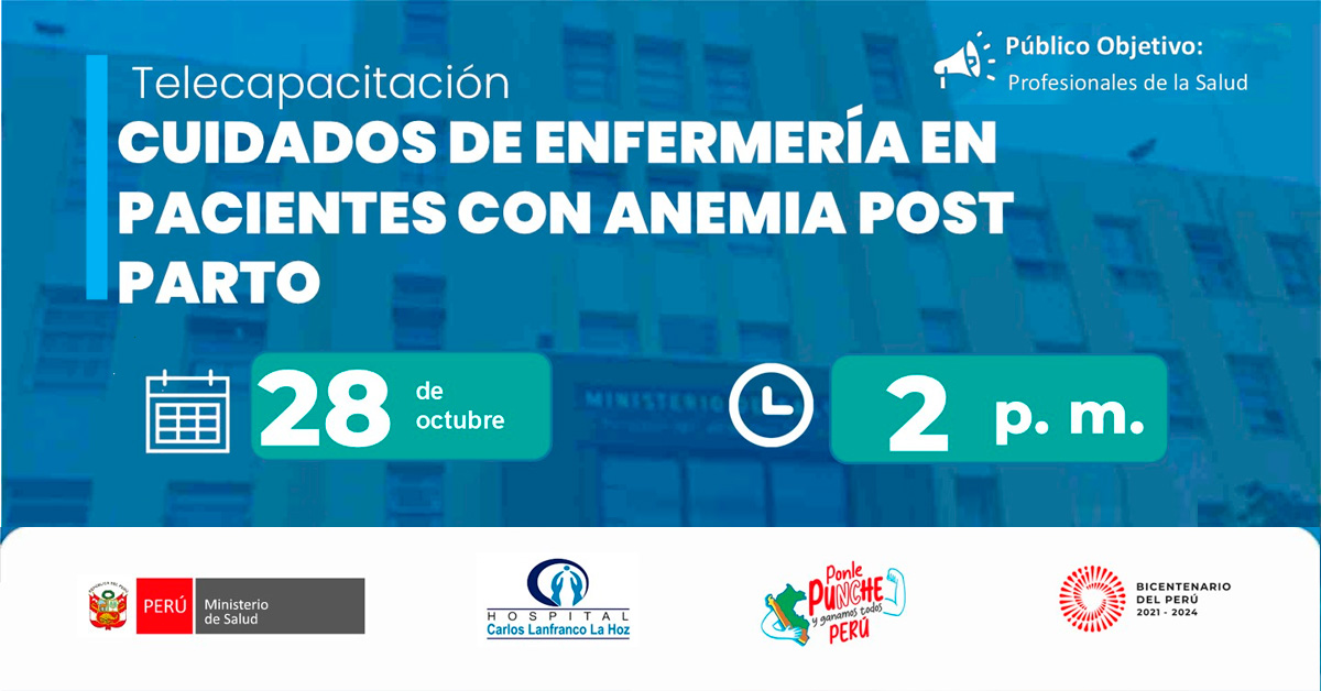 Capacitación online  "Cuidados de enfermería en pacientes con anemia post parto" del  MINSA