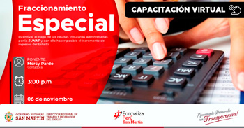  Capacitación online "Fraccionamiento Especiall" del DRTPE  de San Martín