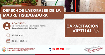 Capacitación online gratis "Derechos laborales de la madre trabajadora" DRTPE de San Martín