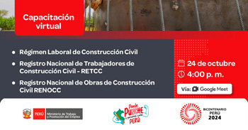  Capacitación online gratis "Régimen Especial Laboral de Construcción Civil, RETCC y RENOCC" del MTPE