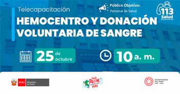 Capacitación online  "Hemocentro y donación voluntaria de sangre" del  MINSA