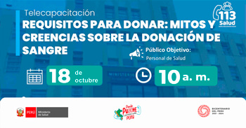 Capacitación online "Requisitos para donar: mitos y creencias sobre la donación de sangre" el  MINSA