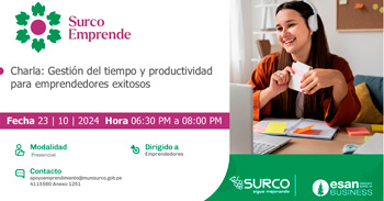 Charla semipresencial gratis "Gestión del tiempo y productividad para emprendedores exitosos"