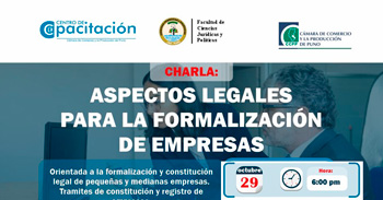 Charla virtual "Aspectos legales para la formalización de empresas" 