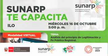 Charla online gratis "Análisis del principio de legitimación y fe pública registral"  de la SUNARP