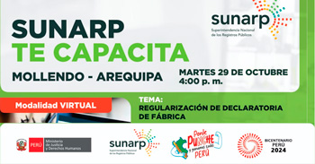 Charla online gratis "Regularización de declaratoria de fábrica"  de la SUNARP