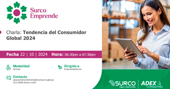 Charla online gratis "Tendencia del Consumidor Global 2024" Municipalidad de Santiago de Surco