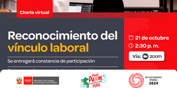 Charla online gratis "Reconocimiento del vínculo laboral" del MTPE