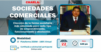 Charla virtual "Sociedades comerciales" de la Cámara de Comercio y la Producción de Puno