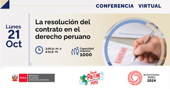 Conferencia online  "La resolución del contrato en el derecho peruano" del MINJUSDH