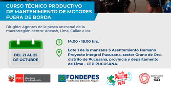  Curso Presencial Mantenimiento de Motores Fuera de Borda” y "Equipos Electrónicos para la Pesca y Navegación