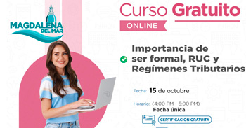  Curso online gratis Importancia de ser formal, RUC y Regímenes Tributarios de la Municipalidad de Magdalena del Mar