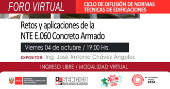 Foro online gratis sobre los "Retos y Aplicaciones de la E.060 Concreto Armado" del SENCICO