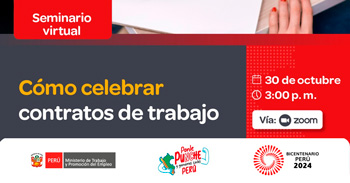 Seminario online gratis  "Cómo celebrar contratos de trabajo" del (MTPE)