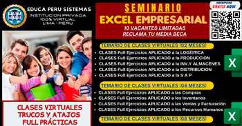 Curso online gratuito "Excel Empresarial" de Educa Perú sistemas