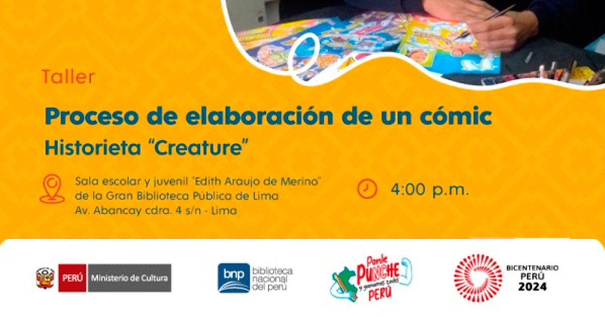  Taller presencial gratis "Proceso de elaboración de un cómic; de la BNP