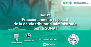 Taller online gratis "Fraccionamiento especial de la deuda tributaria administrada por la SUNAT"  de la SNI