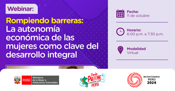 Webinar online gratis "La autonomía económica de las mujeres como clave del desarrollo integral" del MIMP