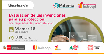 Webinar online gratis "Evaluación de las invenciones para su protección: los requisitos de patentabilidad" 