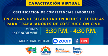  Capacitación online "Certificación de competencias laborales  en zonas de seguridad en redes eléctricas" 