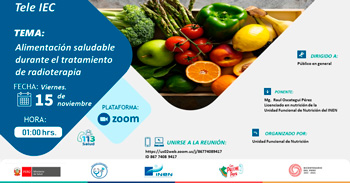 Capacitación online gratis "Alimentación saludable durante el tratamiento de radioterapia" del INEN