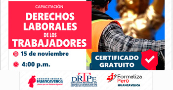 Capacitación online gratis "Derechos laborales de los trabajadores" de la DRTPE Huancavelica