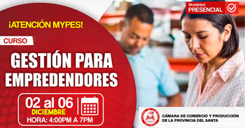 Curso presencial"Gestión para emprendedores"  de la Cámara de Comercio del Santa