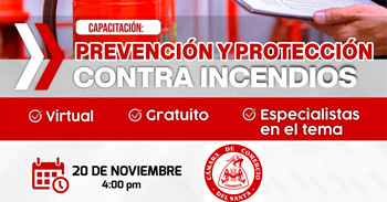 Capacitación online gratis "Prevención y Protección contra Incendio"  de la Cámara de Comercio del Santa