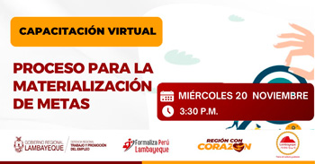  Capacitación online "Proceso para la materialización de metas"  de la GRTPE de Lambayeque