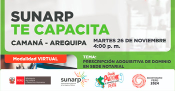  Charla gratis online "Prescripción adquisitiva de dominio en sede notarial" de la SUNARP