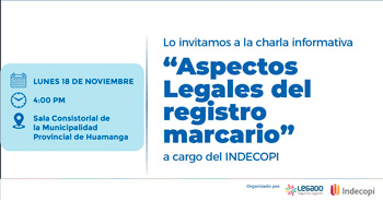 Charla presencial "Aspectos Legales del registro marcarlo" de CITE Ayacucho