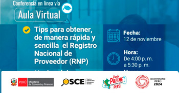 Conferencia online gratis "¿Cómo obtener el Registro Nacional de Proveedores?" del OSCE