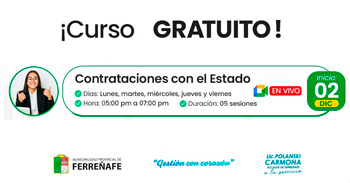  Curso gratis online "Contrataciones con el estado" de la Municipalidad Provincial de Ferreñafe