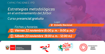  Curso presencial gratis "Estrategias Metodológicas en el Entrenamiento del Fútbol" del IPD