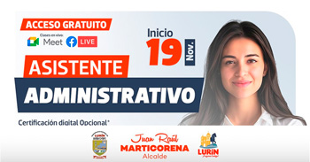  Curso online gratis "Asistente administrativo" de la Municipalidad de Lurín