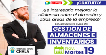  Curso online gratis "Gestión de almacenes e inventarios" de la Municipalidad de Chala