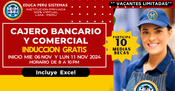  Curso gratis online "Cajero bancario y comercial"de EDUCA PERÚ SISTEMAS