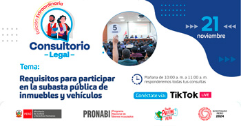 Evento online gratis "Requisitos para participar en la subasta pública de inmuebles y vehículos"del MINJUSDH